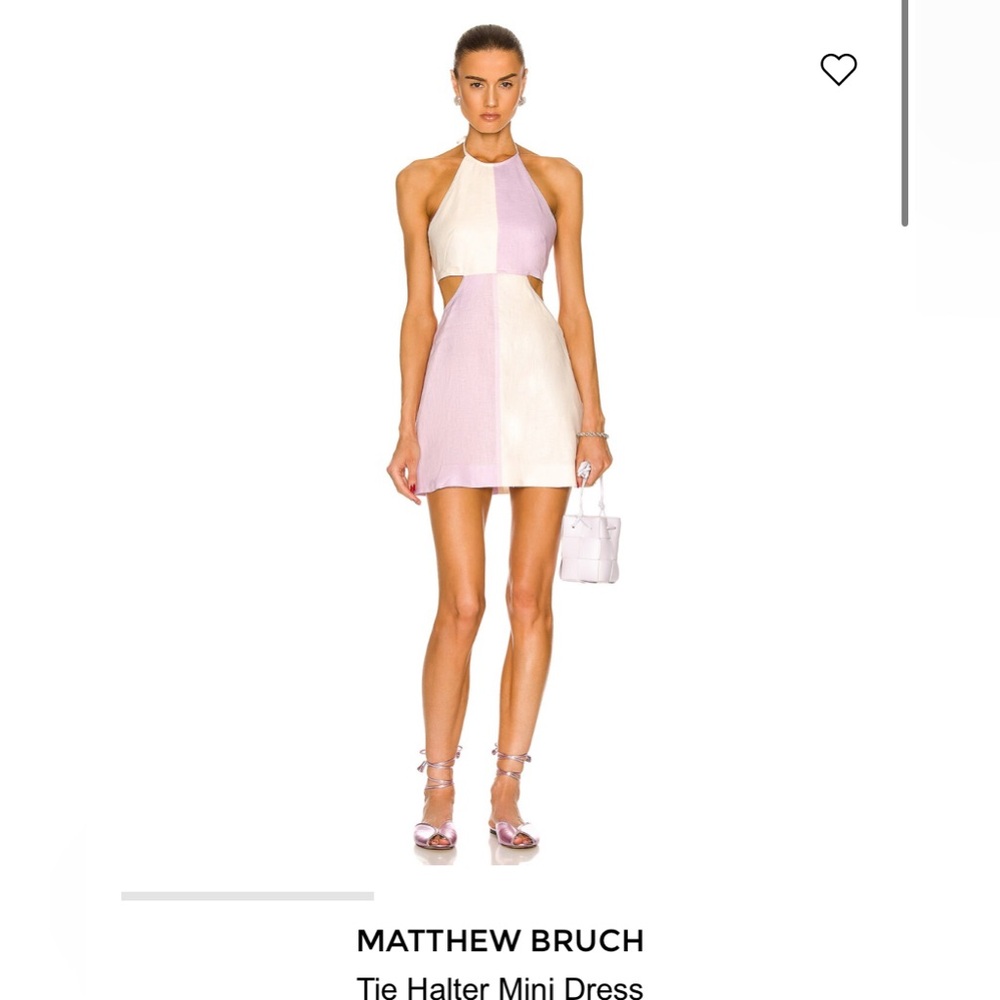 Matthew Bruch tie halter linen mini dress / sz2